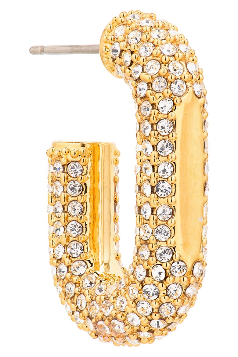 Crystal Pavé J-Hoop Earrings, Alternate, color, GOLD / CRYSTAL