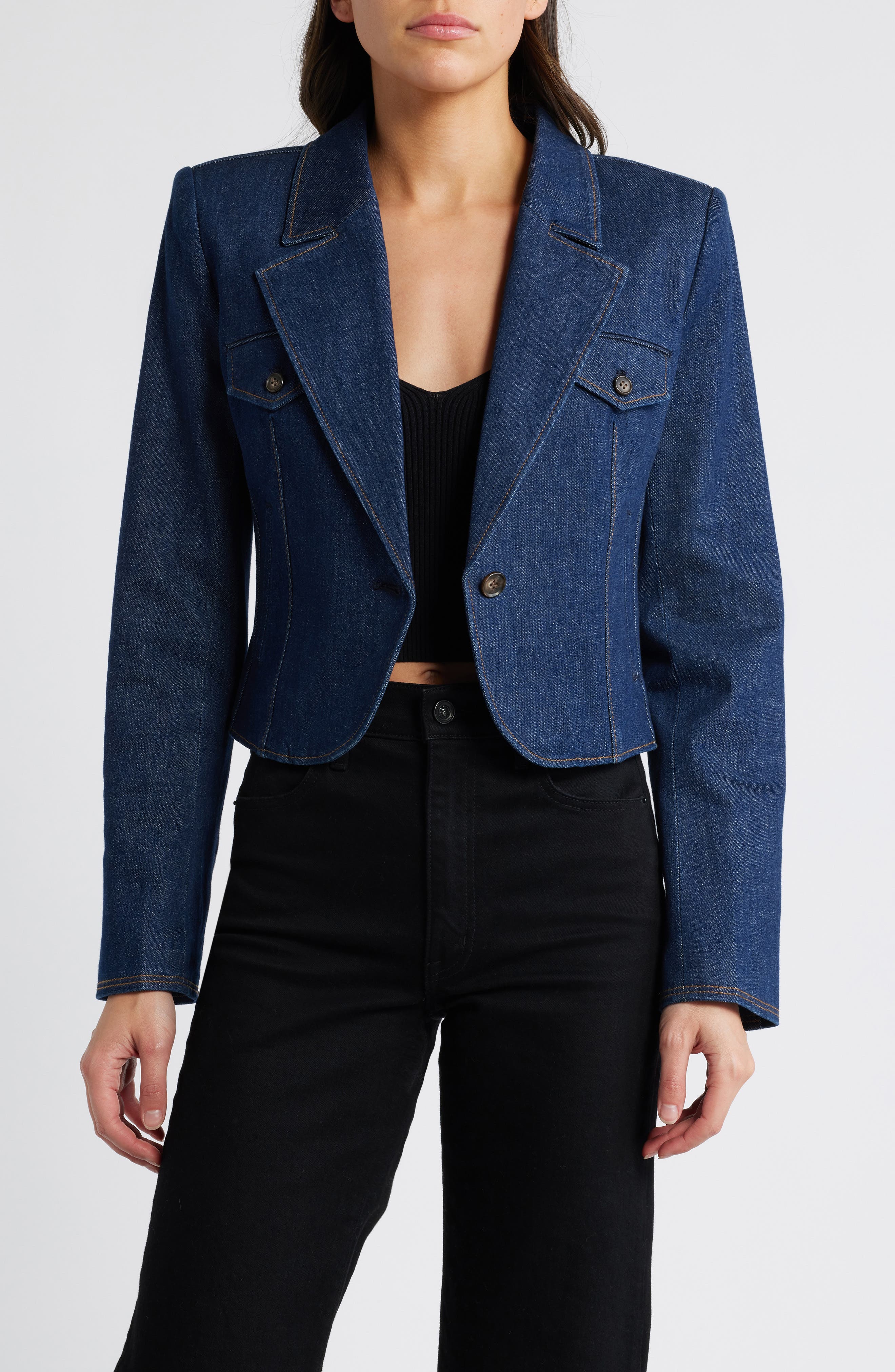 PAIGE Betania Crop Denim Blazer