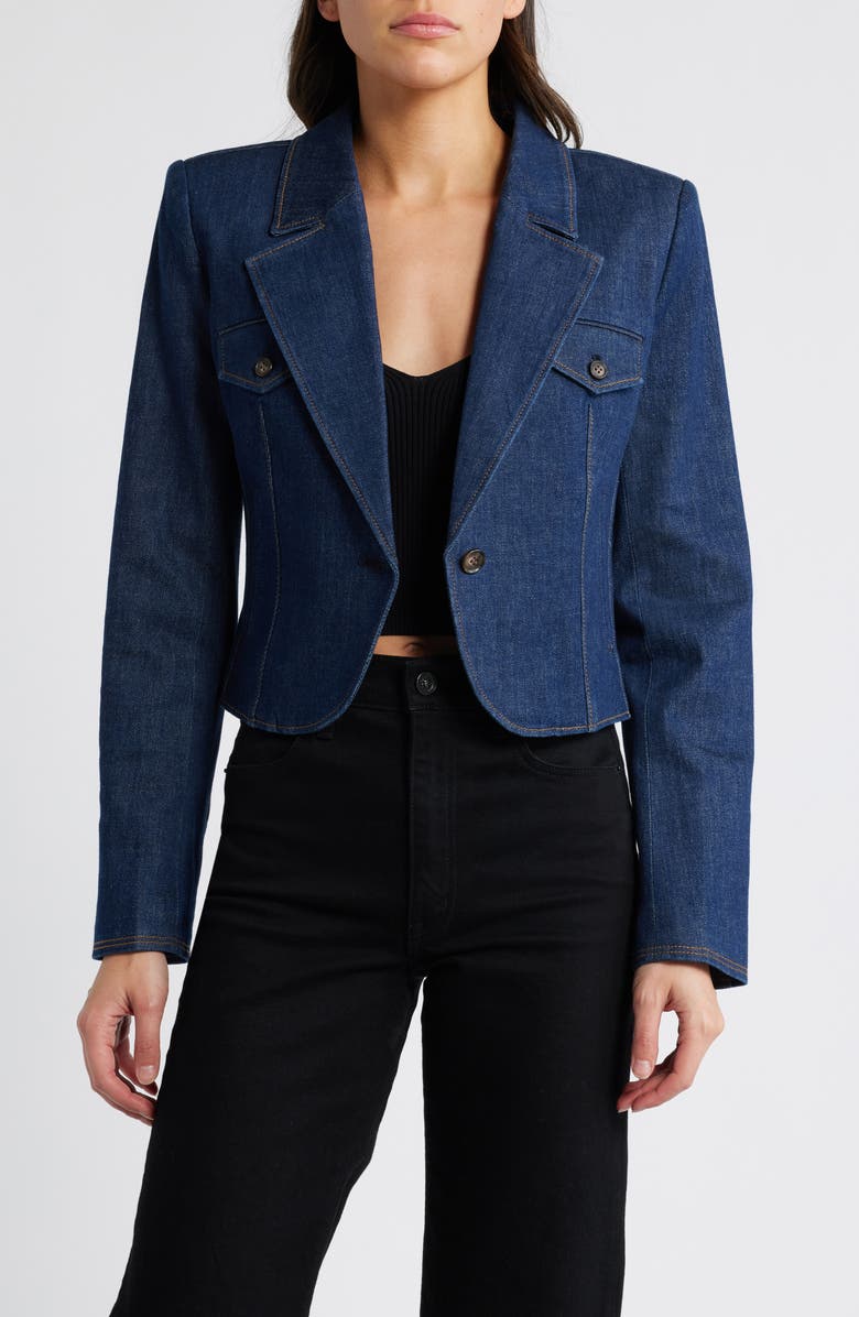 PAIGE Betania Crop Denim Blazer, Main, color, 