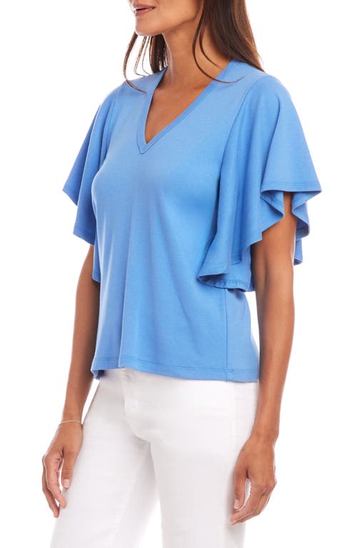 Karen Kane Flutter Sleeve T-shirt In Dusty Blue