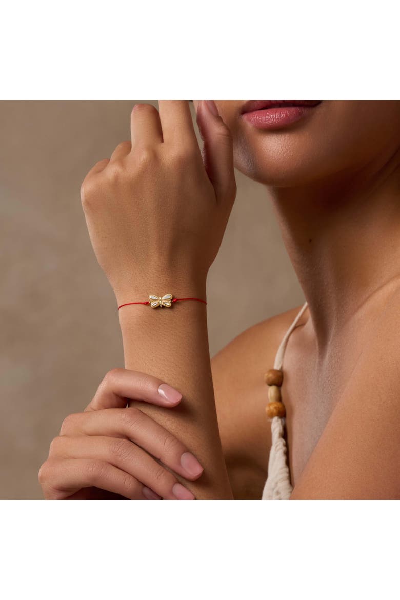 Mother of Pearl Dragonfly Charm Women's Red String Bracelet - Infinite Grace, Alternate, color, Red