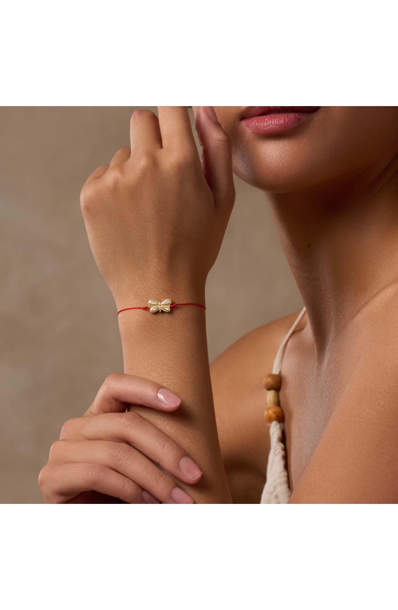 Karma and Luck Mother of Pearl Dragonfly Charm Red String Bracelet Infinite Grace, Alternate, color, Red