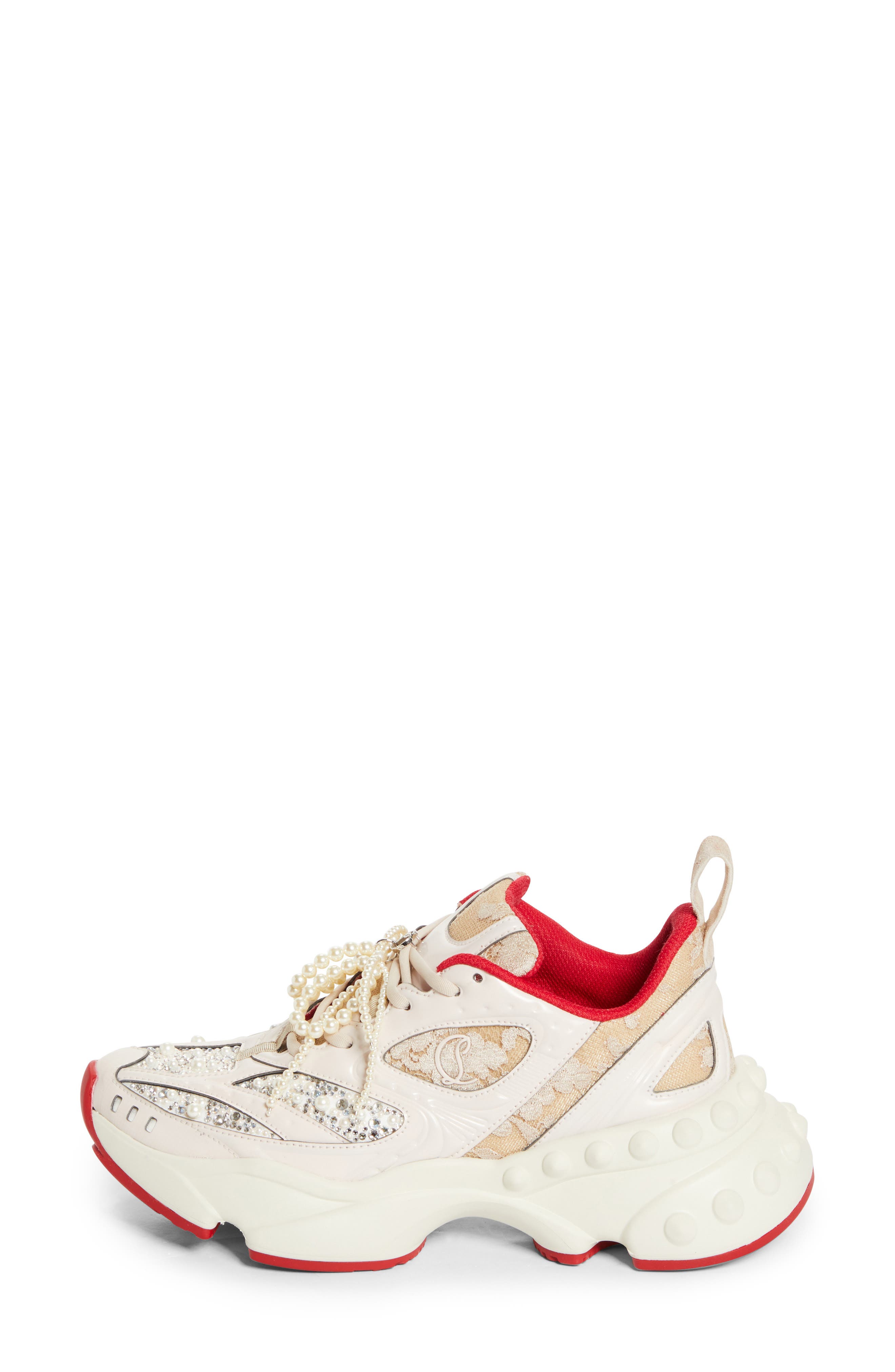 Christian Louboutin So Flo Perla Sneaker, Alternate, color, Pearl