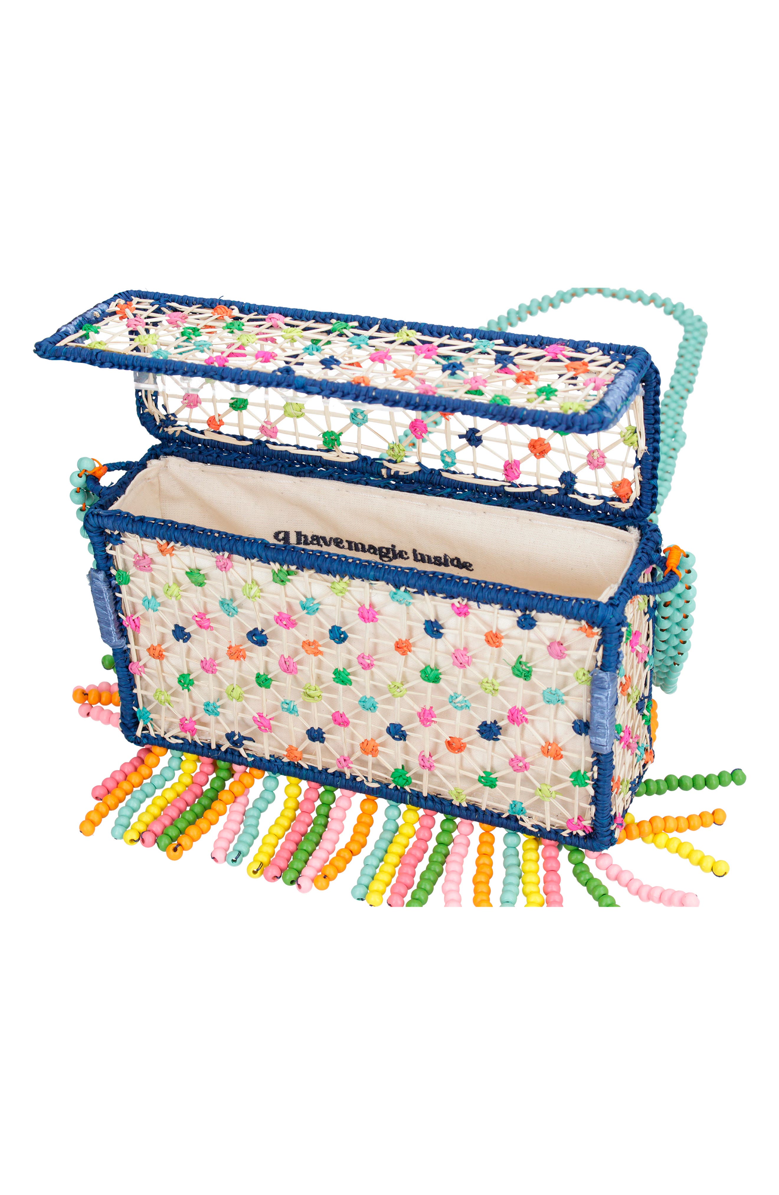 MERCEDES SALAZAR Get Beaded Raffia Crossbody Bag, Alternate, color, 