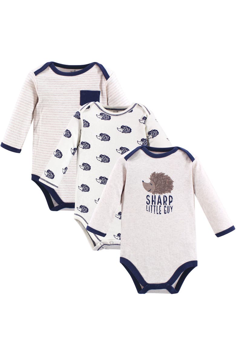 Organic Cotton Long-sleeve Bodysuits, Main, color, Hedgehog