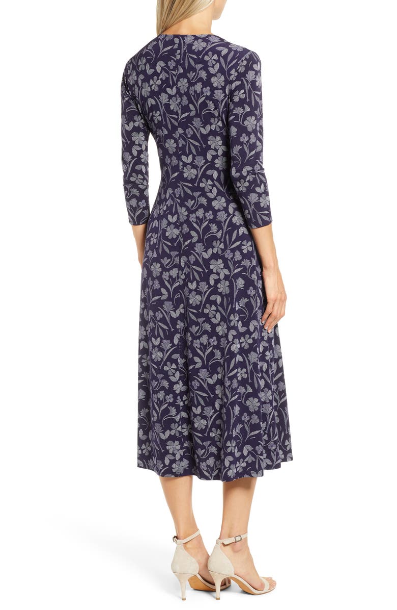 Chaus Etched Floral Faux Wrap Midi Dress, Alternate, color,
