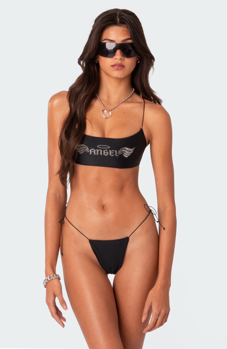 EDIKTED Angel Rhinstone Bikini Top, Alternate, color, 