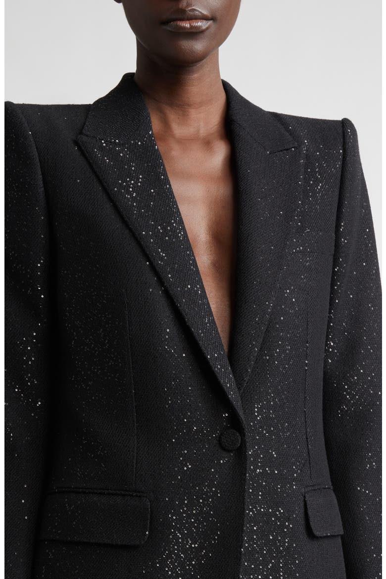 Sequin Wool Blend Blazer, Alternate, color, LB999 BLACK