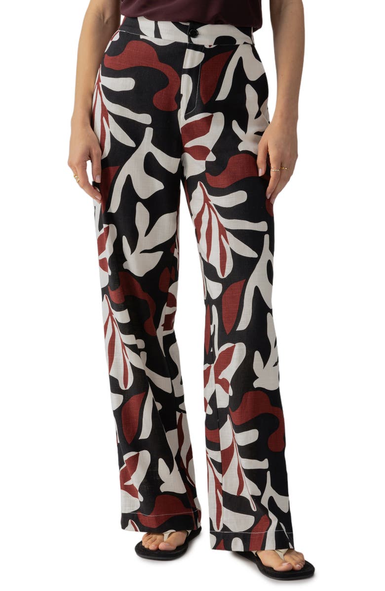 Sanctuary The Soft Palm Print Wide Leg Pants, Main, color, Mineral