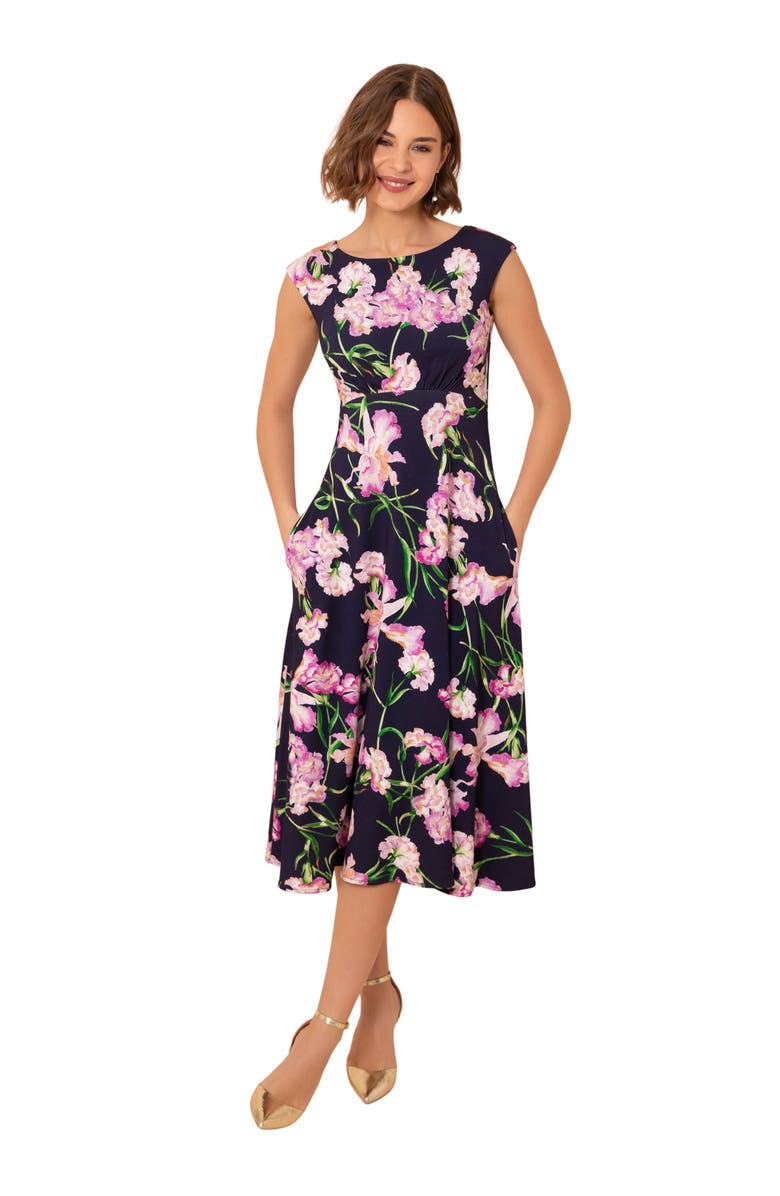 Alie Street London Luna Midi Jersey Dress, Main, color, Midnight Blossom