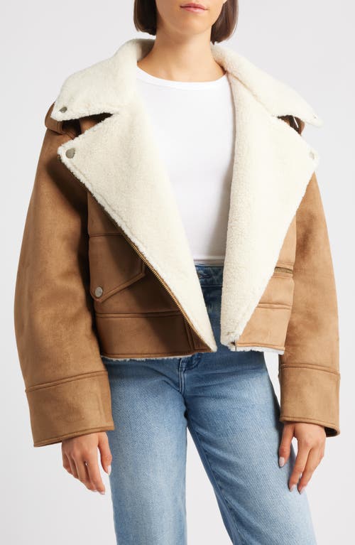 Ugg(r) Finnian Oversize Faux Suede & Luxefluff Moto Jacket In Brown
