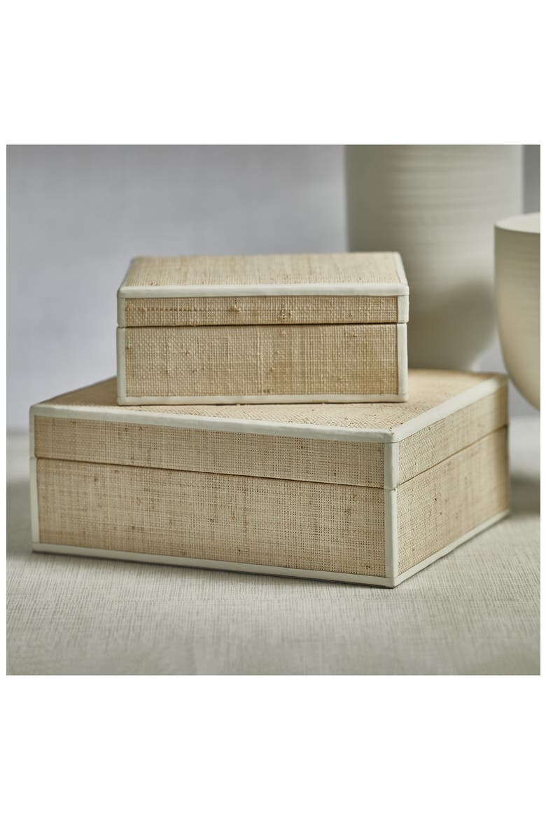 Reggio Raffia Decorative Box, Alternate, color, BEIGE/ WHITE