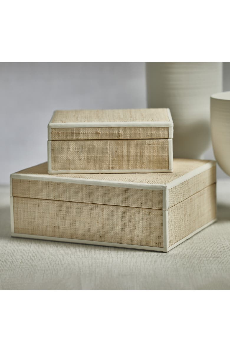 Zodax Reggio Raffia Decorative Box, Alternate, color, Beige/ White