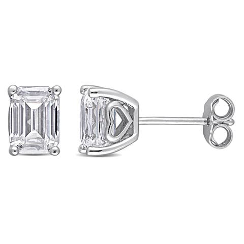 Moissanite Emerald Cut Stud Earrings