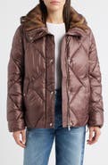 Sam Edelman Diamond Quilted Puffer Jacket with Faux Fur Hood