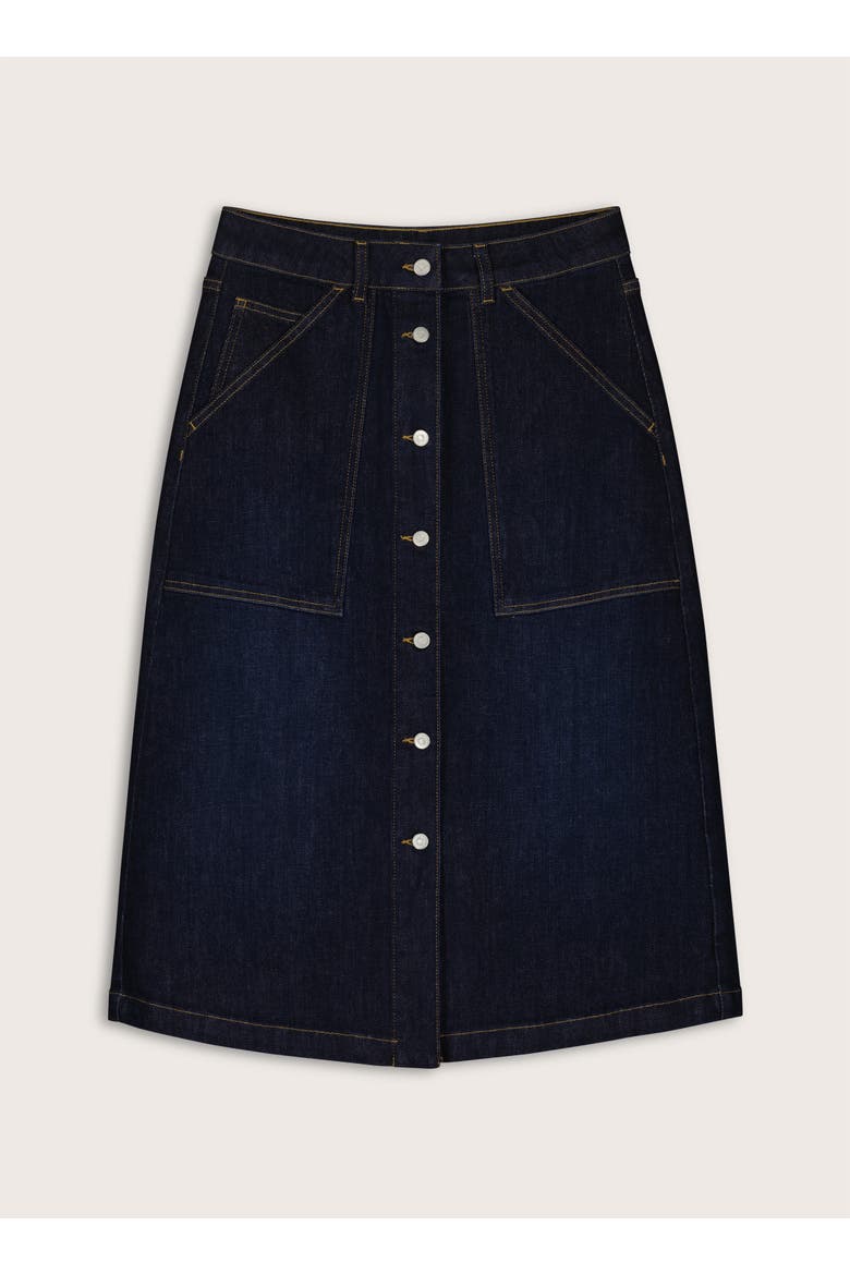 Bobbie Stretch Denim Midi Skirt, Alternate, color, Dark Indigo