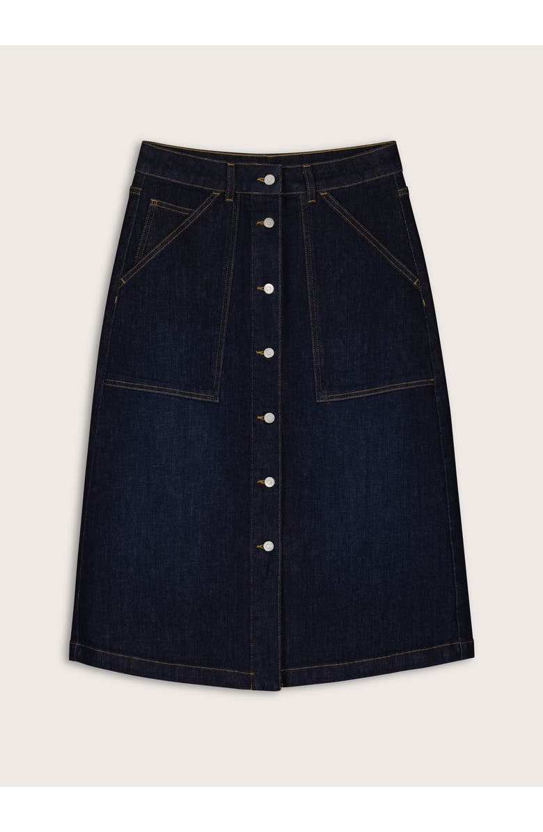 Baukjen Bobbie Stretch Denim Midi Skirt, Alternate, color, Dark Indigo