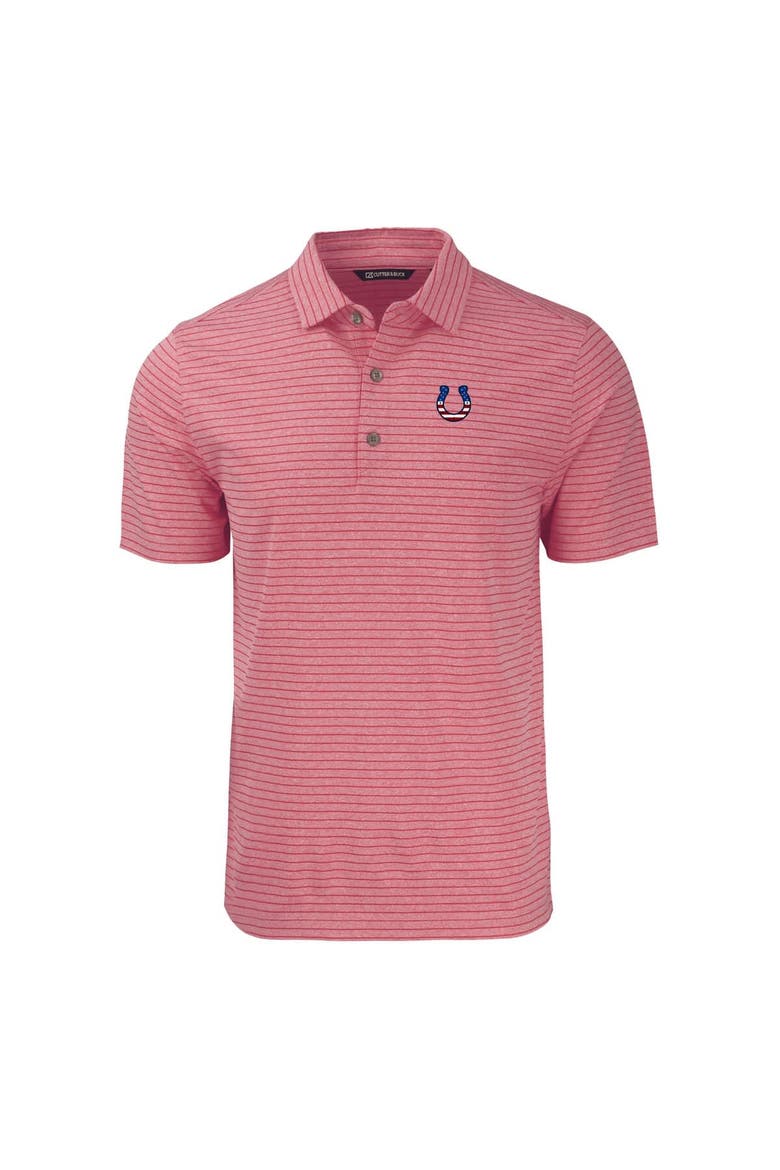 Men's Cutter & Buck Heather Red Indianapolis Colts Big & Tall Americana Forge Eco Heather Stripe Stretch Recycled Polo, Alternate, color, Heather Red