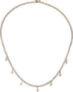 BY ADINA EDEN Dangling Pearl Charms Tennis Choker Necklace