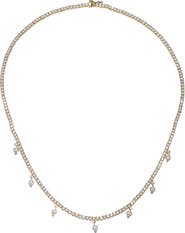 BY ADINA EDEN Dangling Pearl Charms Tennis Choker Necklace
