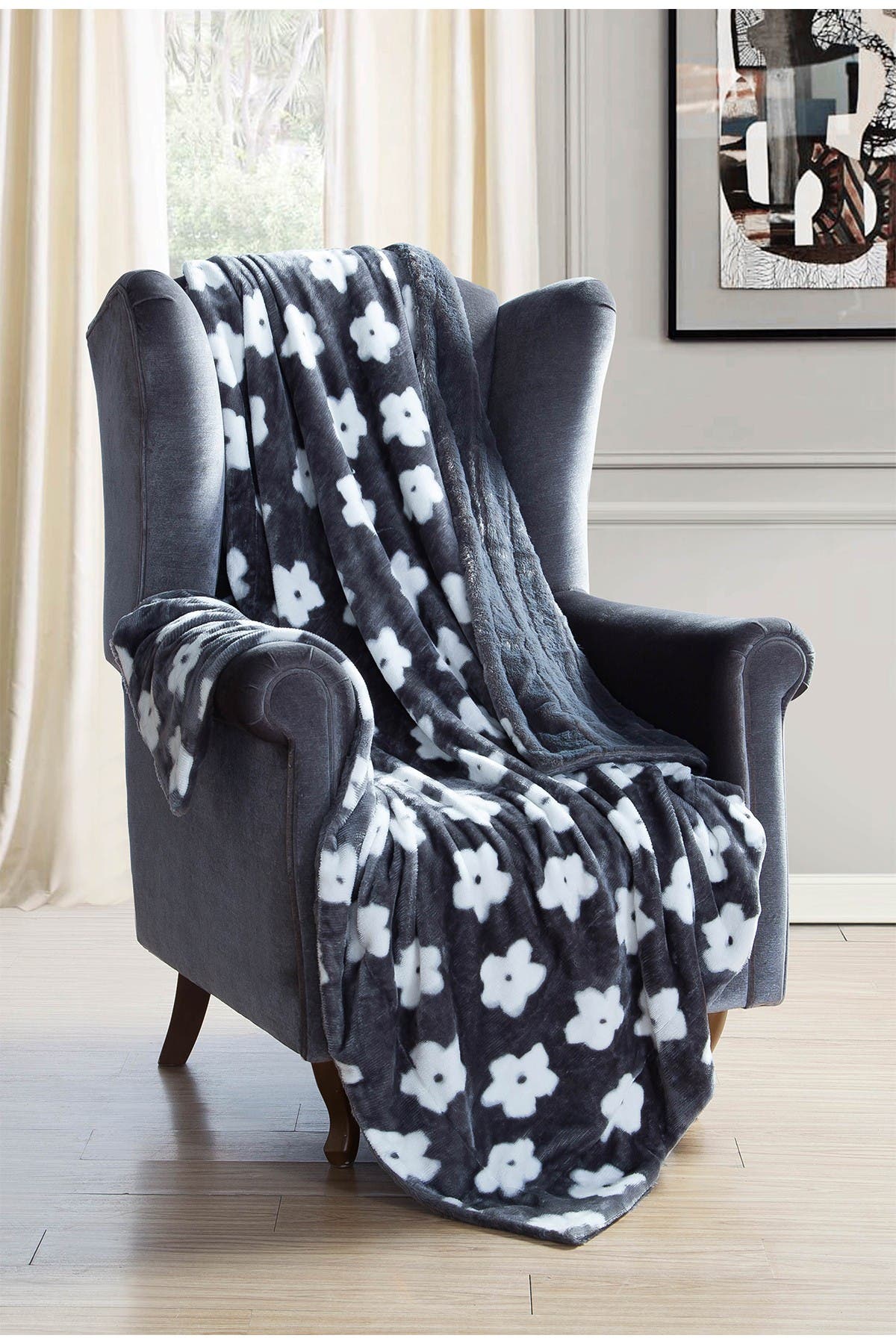 Duck River Textile Lynnia Floral Kensie Reversible Throw - Grey ...