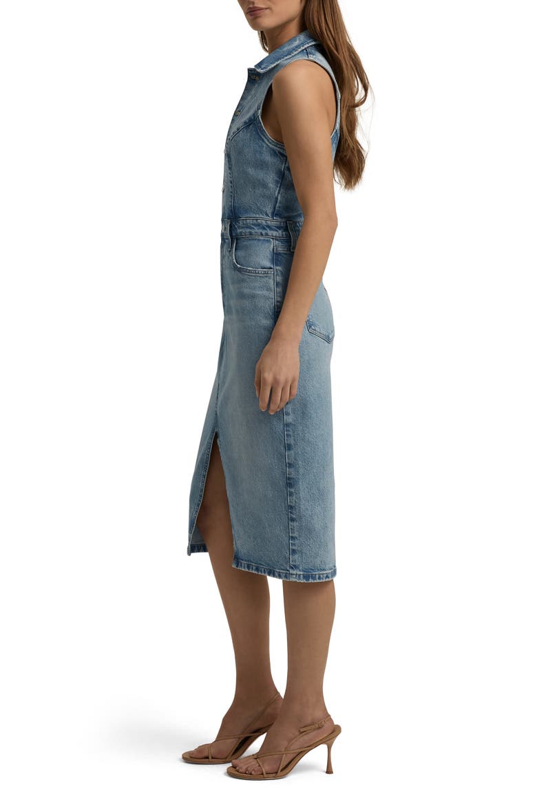 Halter City Denim Dress, Alternate, color, SANTA BARBARA