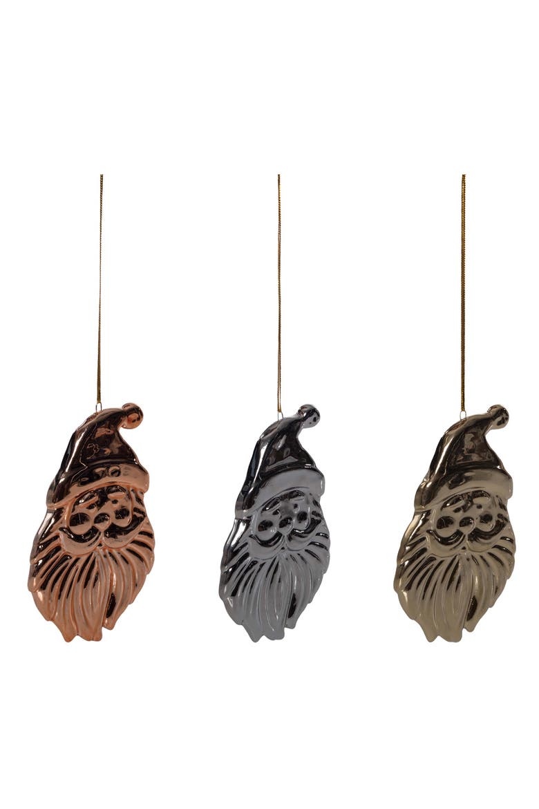 Chrome Santa Christmas Tree Ornament Assortment of 3, Alternate, color, Gold