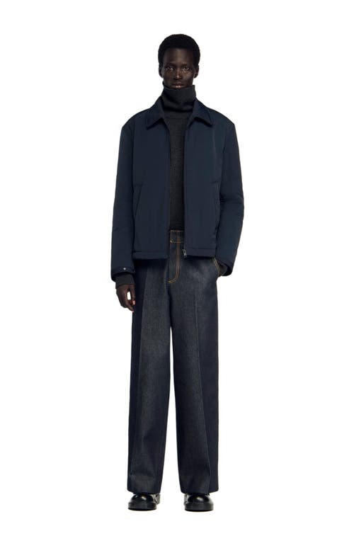 Sandro George Technical Quilted Jacket In Blue