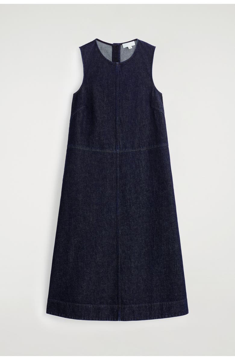 COS A-Line Denim Midi Dress, Alternate, color, Indigo