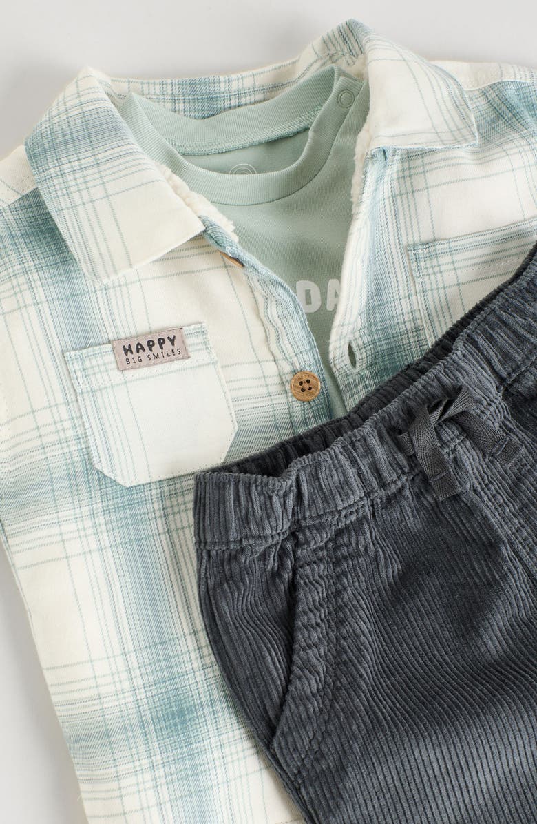 NEXT Plaid Overshirt, T-Shirt & Corduroy Pants Set, Alternate, color, White