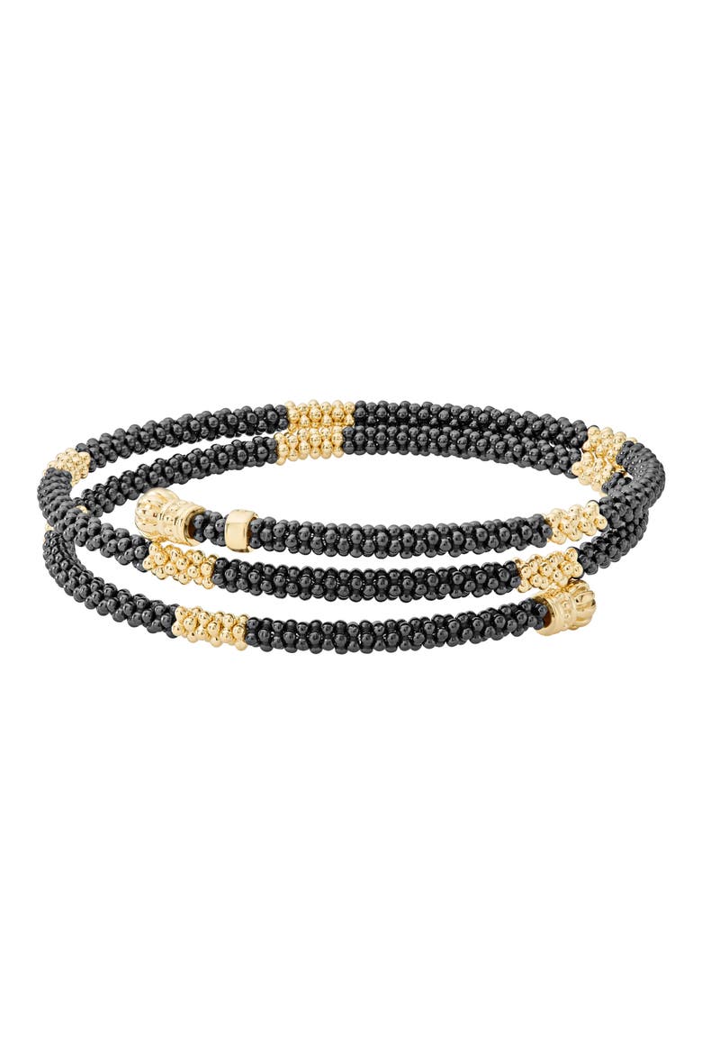 Gold & Black Caviar Coil Bracelet, Main, color, GOLD