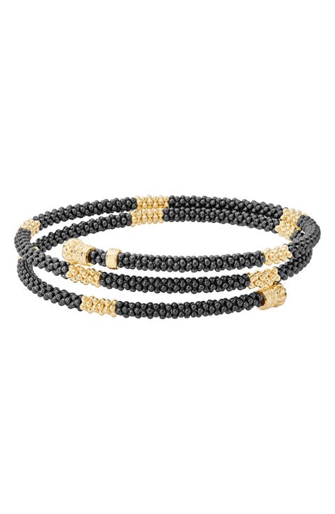 Gold & Black Caviar Coil Bracelet