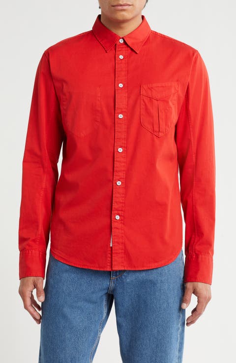 Arrow Garment Dyed Cotton Blend Button-Up Shirt