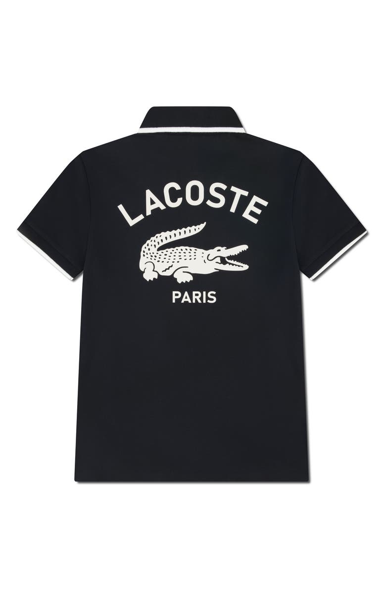 Lacoste Kids' Stretch Organic Cotton Piqué Polo, Alternate, color, Noir