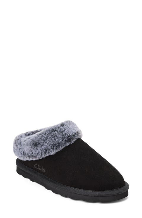 Suede Faux Fur Lined Clog