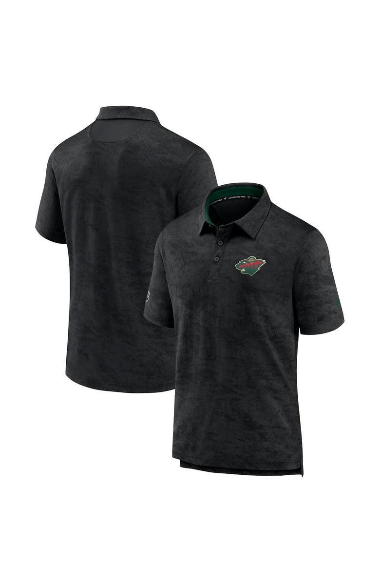 FANATICS Men's Fanatics Branded Black Minnesota Wild Authentic Pro Rink Polo, Main, color, 