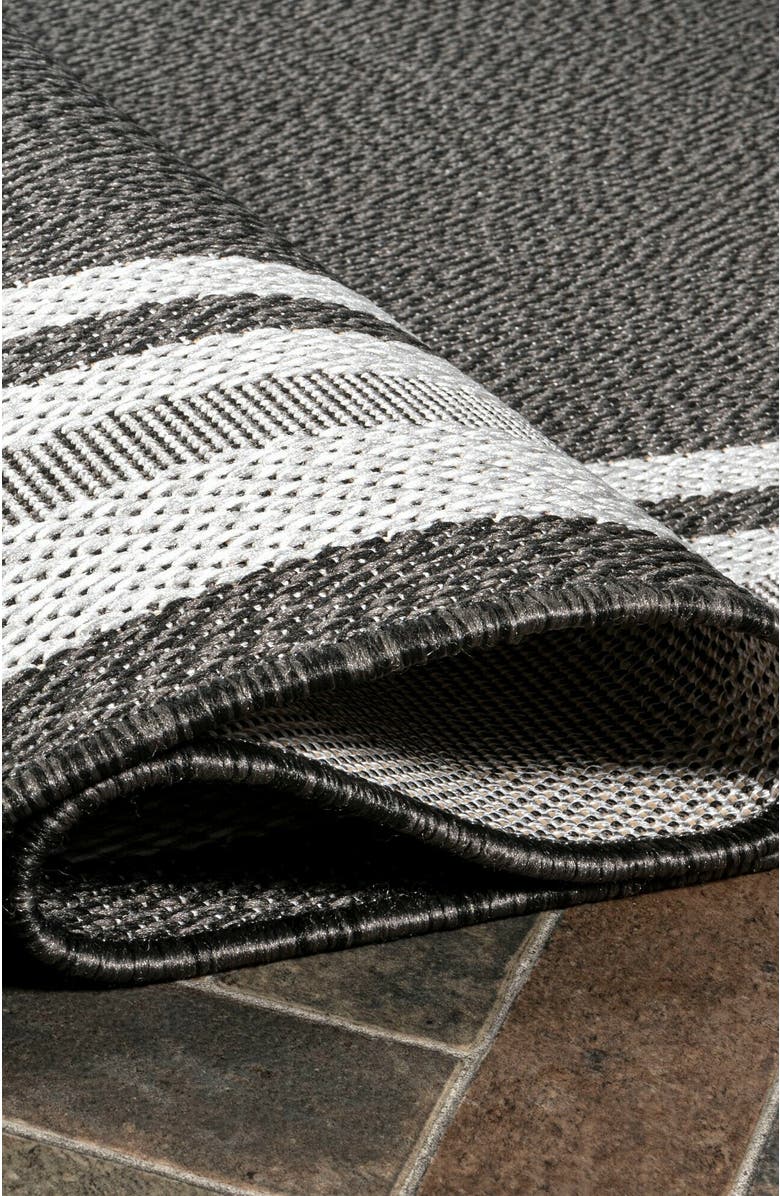JONATHAN Y James Modern Border Stripe Indoor/Outdoor Area Rug, Alternate, color, Black/Cream