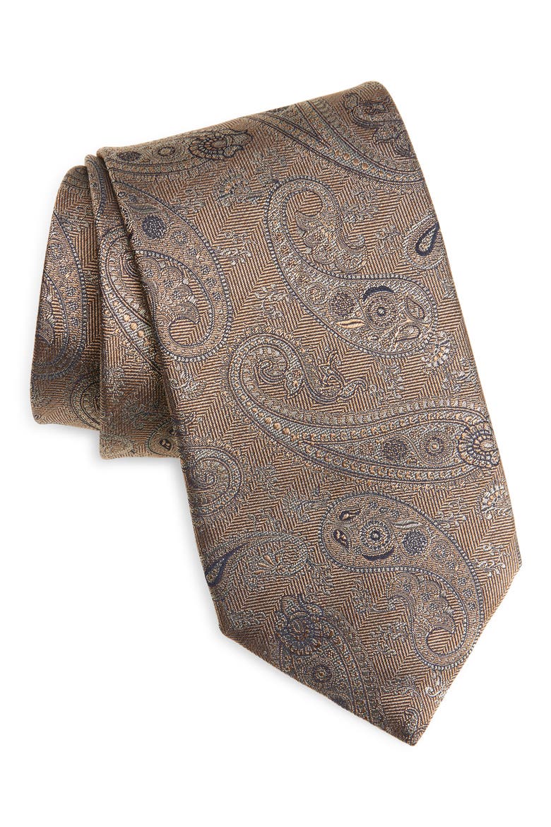 Paisley Silk Tie, Main, color, BEIGE
