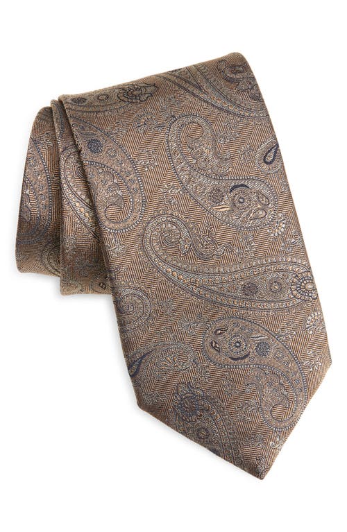 Canali Paisley Silk Tie In Brown