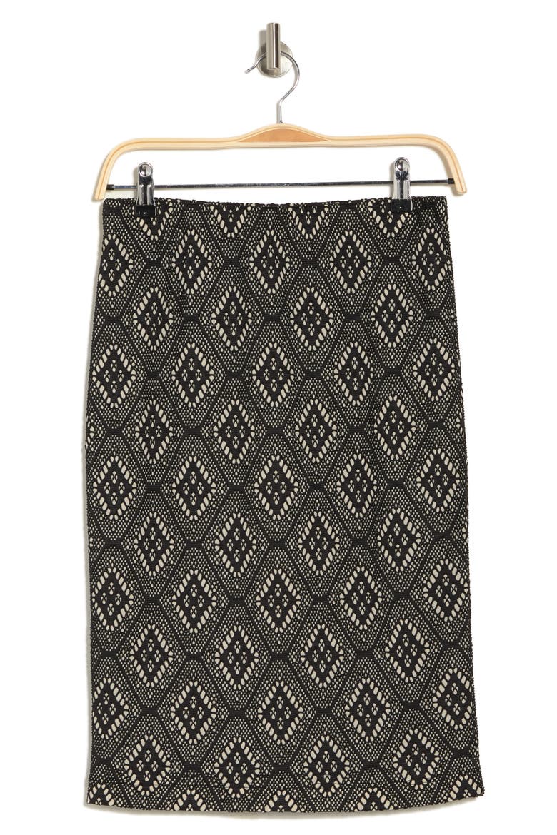 Geo Print Pencil Skirt, Alternate, color, BLACK