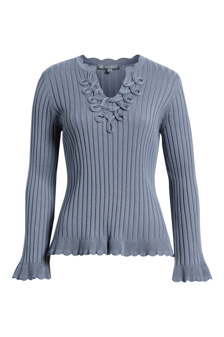 Soutache Rib Sweater, Alternate, color, BLUE SHADOW