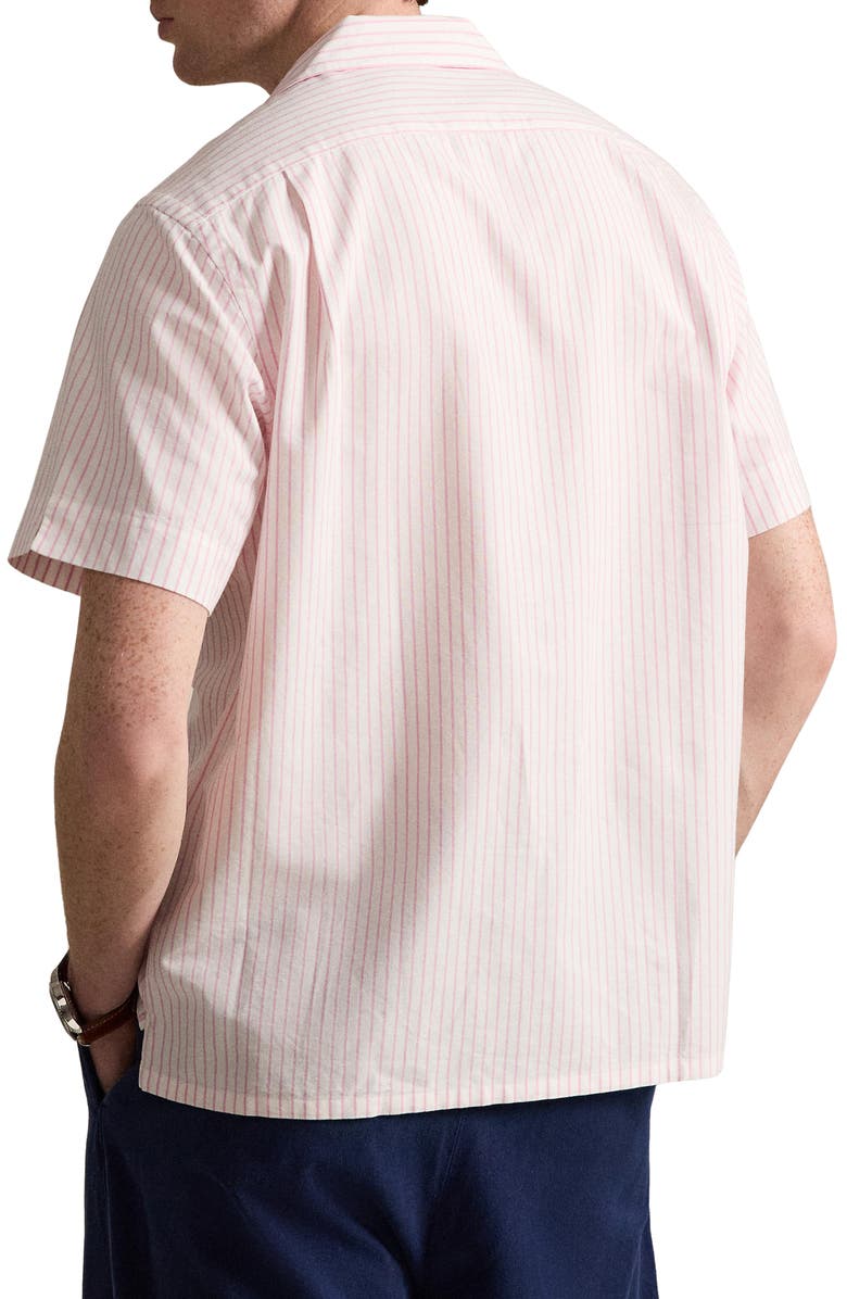 Polo Ralph Lauren Classic Fit Stripe Cotton Oxford Cloth Camp Shirt, Alternate, color, White/ New Rose