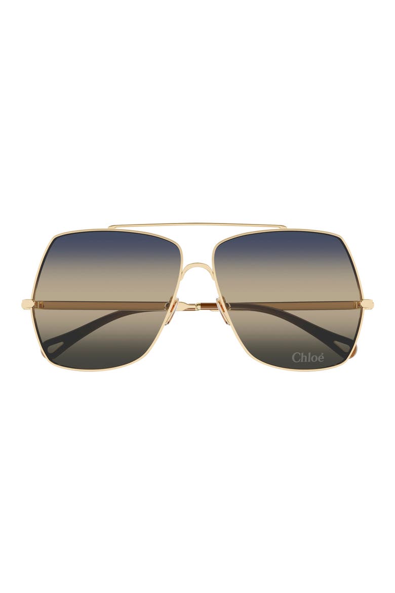 62mm Oversize Gradient Rectangular Sunglasses, Main, color, GOLD BLACK