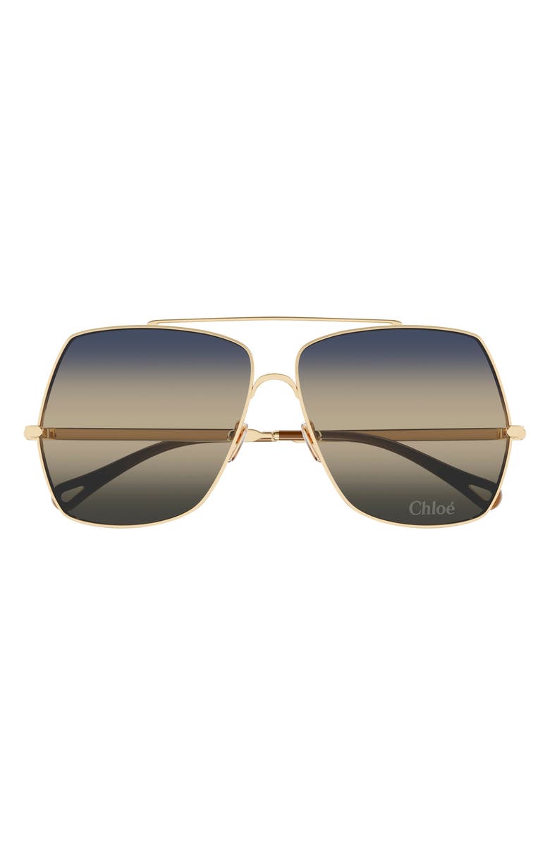 Chloé 62mm Oversize Gradient Rectangular Sunglasses, Main, color, 