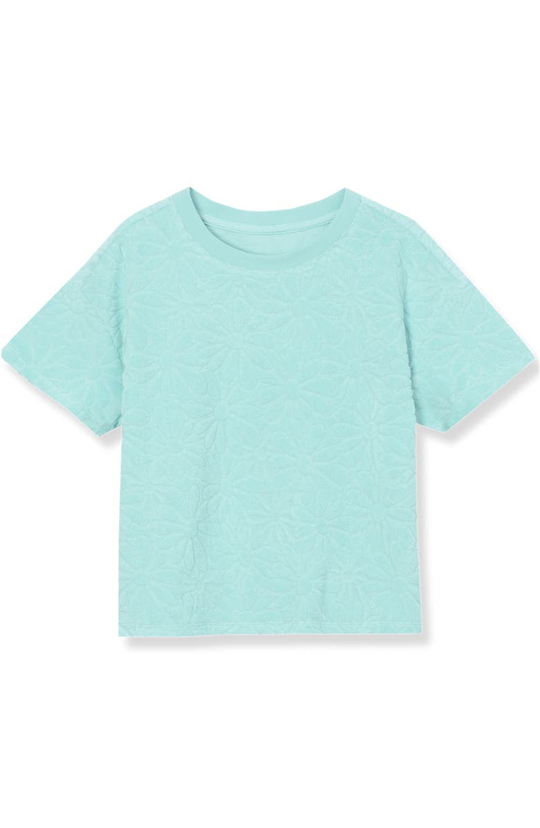 Lands' End Girls Terry T-Shirt, Alternate, color, Baja Blue Daisies