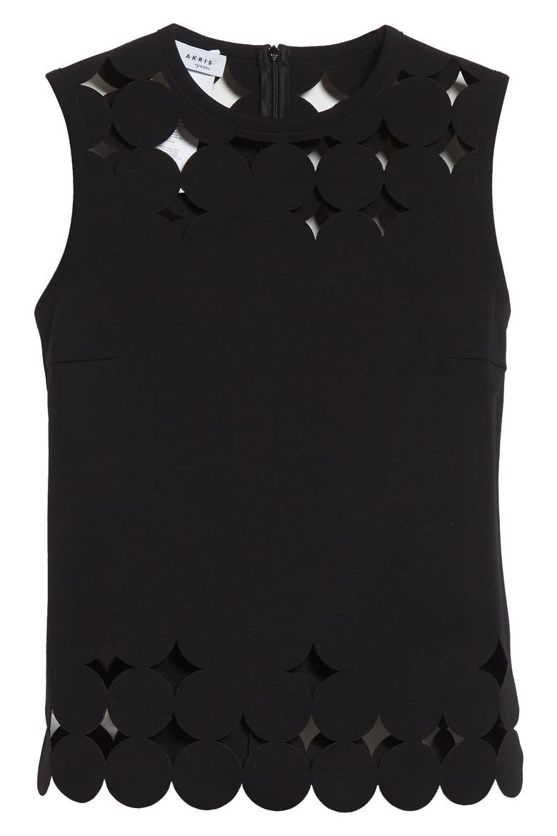 Dot Cutout Sleeveless Top, Alternate, color, BLACK