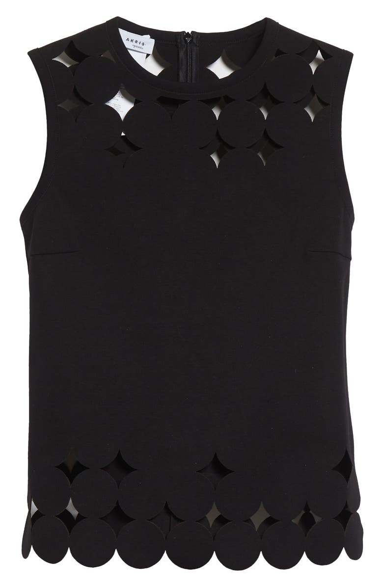 Akris punto Dot Cutout Sleeveless Top, Alternate, color, Black