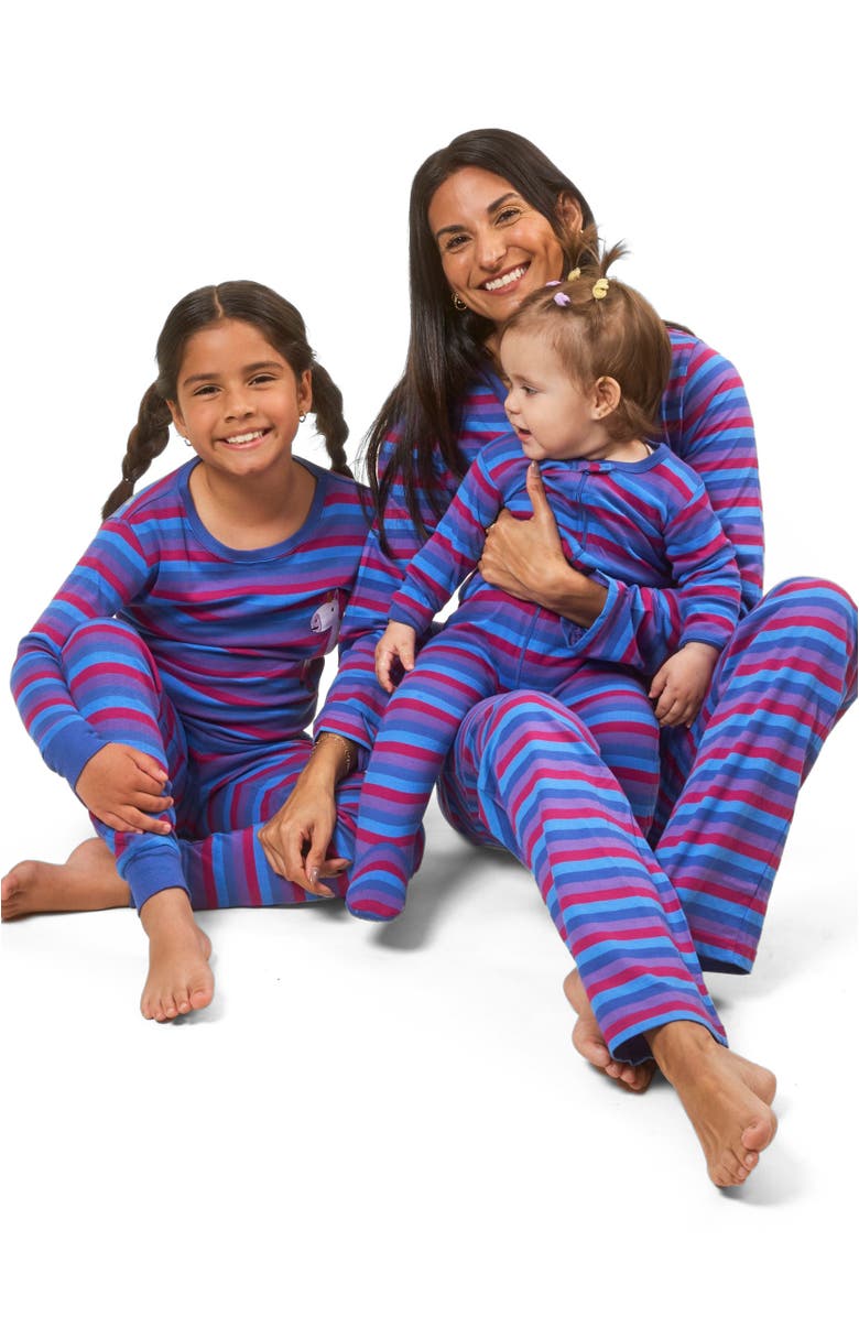 Leveret Two-Piece Cotton Printed Matching Family Pajamas, Playful Graphics, Alternate, color, Unicorn Stripes