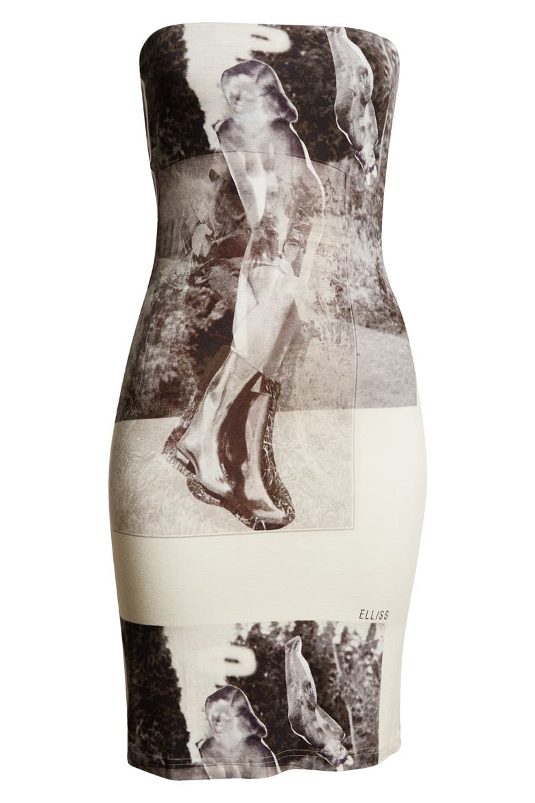 Garden Angel Strapless Jersey Dress, Alternate, color, BLACK PRINT MULTI