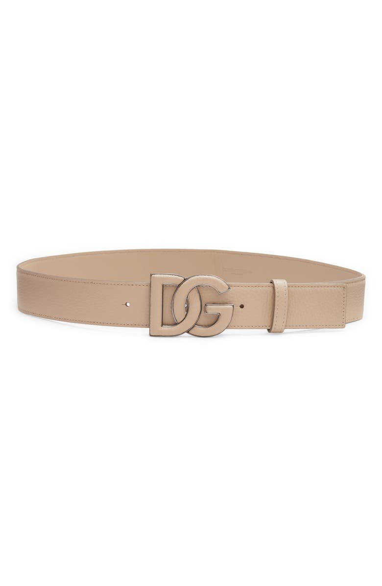 Dolce&Gabbana DG Logo Buckle Leather Belt, Main, color, Sabbia 3